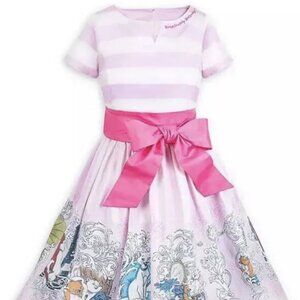 NWT Disney Parks Dress Shop The Aristocats Pink Striped Bow Dress Women L